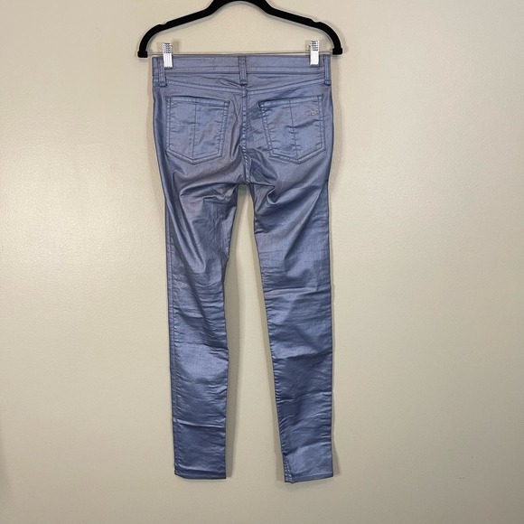 RAG & BONE Jeans Womens 26 Legging Metallic Slim Skinny Ankle Trousers Blue USA - Picture 2 of 11